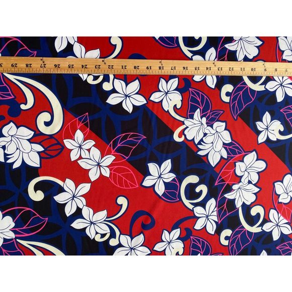 Hawaiian Tropical Hibiscus Polynesian Fabric Peach Skin Fabric by the Yard 58" - Picture 2 of 4